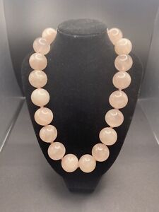 Rose Quartz Individually Knotted 20mm Bead Necklace 16 inches long