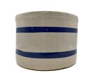 Roseville Pottery Robinson Ransbottom Low Jar Blue Striped Crock Bowl #303~1 Qt