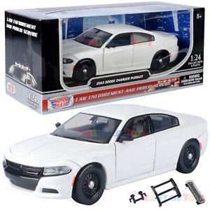 MOTORMAX 2023 DODGE CHARGER POLICE White Blank Builder Kit 1/24 Diecast 76810