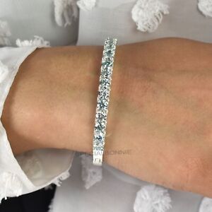 Gorgeous 7Ct White Diamonds Bangle Openable Bracelet 925 Silver-VIDEO
