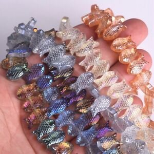 10pcs 15x8mm Glossy Fish Shape Crystal Glass Loose Beads For Jewelry Making