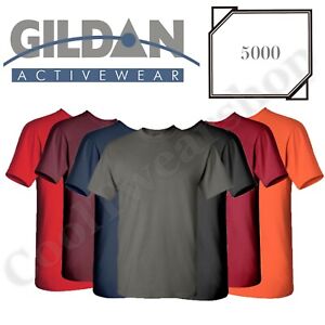 NEW Gildan Men's Heavy Cotton Plain Crew Neck Short Sleeves T-Shirt 5000 S~2XL