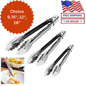 Stainless Steel Kitchen Tongs Food Serving Grill Multi Purpose Cooking Tongs