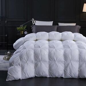 SNOWMAN White Goose Down Comforter Pinch Pleat Design Duvet Insert 750+FP,1200TC