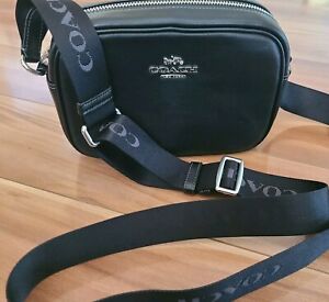 Coach black logo mini Jamie Camera bag crossbody purse silver l