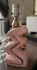 Retro pink & gold trim vintage bedroom table lamp