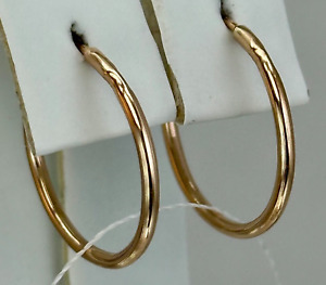 Vintage Original Rose Gold Hoop Earrings 585 14K, Solid Gold Hoop Earrings 14K