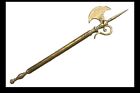 Antique Reproduction brass axe/spear head with carved 20”