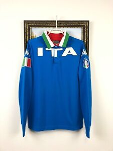 Vintage 2000's Kappa Italy Shirt Long Sleeve Football Jersey Soccer Polo Size M