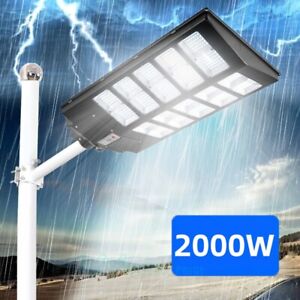 Outdoor Commercial 2000W LED Solar Street Light IP67 Dusk-to-Dawn Road Lamp US