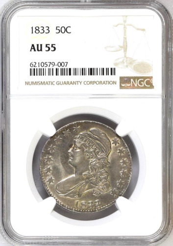 1833 Capped Bust Half Dollar  NGC AU55