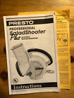 Presto Professional Salad Shooter Plus Instruction Manual  'Manual Only'
