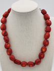 Red Coral Rectangular Bead Necklace