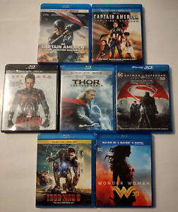 Comic Book Blu-Ray DVD Lot Captain America Iron Man Thor Wonder Woman Batman