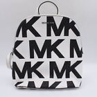 Michael Kors Cindy Large Leather Backpack - Optic White/Black w/ Silver Hardware