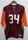 Vintage Nike Team Virginia Tech Hokies #34 Football Jersey Maroon Orange Large