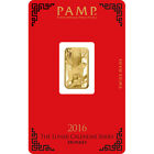5 gram Gold Bar - PAMP Suisse - Lunar Year of the Monkey - 999.9 Fine in Assay