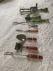 New ListingVintage Red And Green Handle Kitchen Utensils