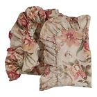 Vintage Ralph Lauren Guinevere Ruffled  Standard Pillow Sham Floral Sateen Set 2