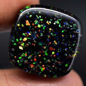 15.00 Ct Natural Australian Black Fire Opal Doublet Certified Beautiful Gemstone