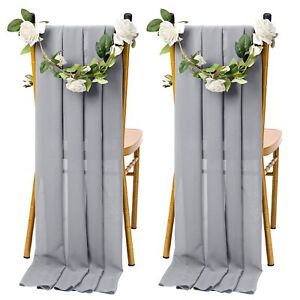 BlissConcept Grey 40x55inch Premium Chiffon Chair Sashes Wedding Chair Decor ...