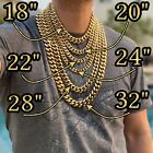 Mens 14k Gold Plated Solid Stainless Steel Miami Cuban Link Chain Or Bracelet