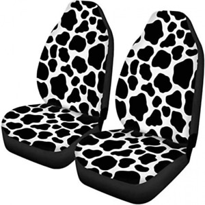 Five-Seater Printed Seat Cover Black and White Cow Print Stain-Proof Seat Cover