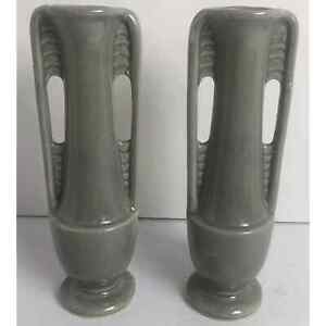 Shawnee Vases Set of Two USA #1178 Gray 8-Inch Tall Art Deco USA Grey