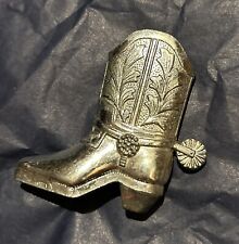 Vintage SILVER Toy Western Cowboy Boot w/ spur inscribed RONNIE 2 1/4