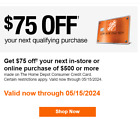 Home Depot Coupon $75 Off $500 Store Online Exp 5/15
