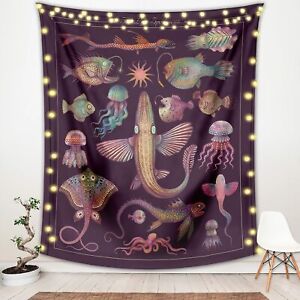 Fish Tapestry Marine Organism Vertical Tapestries Wall Decorations 51.2x59.1in