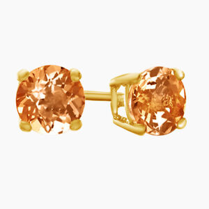 Morganite Butterfly Solitaire Stud Earrings 10K Yellow Gold - 1.20 Ct