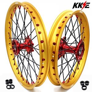 KKE 21/19 Cast Wheels for Honda CRF250R CRF450R 2002-12 CR125 CR250R Gold Rims