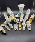 Vintage Lot of 16 Victorian Porcelain Ceramic Shoes Boot Roses
