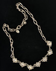 Vintage Myka Silver Tone  Chain with Oval Crystals / Rhinestones Necklace 18”