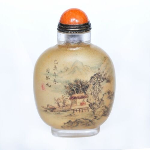 Snuff Bottle Chinese Glass Interior painting landscape painting Autumn water