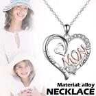 Silver Love Heart Mom Pendant Chain Necklace Mum Mother's Day Gifts B3J1