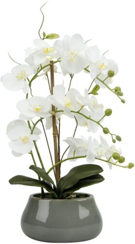 Orchid  Artificial Flowers With Vase Faux Phalaenopsis Table Wedding Decoration