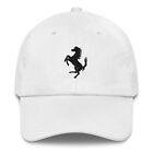 Ferrari Inspired Embroidered Horse Logo Tan White Black Dad Hat Cap