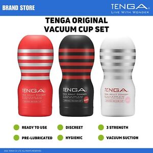 TENGA Standard Size Disposable Pre Lubricated Male Stroker Vacuum Cup 3pc Set