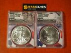 2021 SILVER EAGLE ANACS MS70 FIRST STRIKE 2 COIN SET BOTH TYPE 1 & TYPE 2