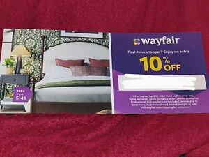 Wayfair.com 10% off coupon Exp: 4/15/2024 FIRST ORDER FAST DELIVERY