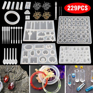 229pcs Resin Casting Silicone Molds Epoxy Spoon Kit Jewelry Making Pendant Craft