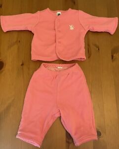 Baby Gap Girls Newborn Pink & White Striped Sweatsuit (up to 7 lbs) reversible