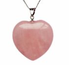 Natural Rose Quartz Gemstone Flower Wrap Crystal Heart Pendant Fit Necklace Gift