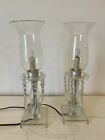 Vintage Clear Cut Crystal Table Lamp (Set of 2) With Prisms 16 3/4