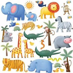 Jungle Adventure Lion Tiger Monkey turtle elephant Peel and Stick Wall Decals