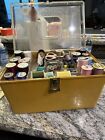 Vintage Wil-Hold Sewing Box Wilson Design Basket With Supplies 2 Trays
