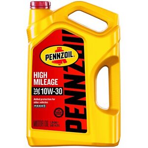 Pennzoil High Mileage SAE 10W-30 Synthetic Blend Motor Oil 5 Qt (1.25 Gal)