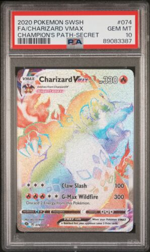 Rainbow Charizard VMAX PSA 10 Pokemon Card 074/073 Champion's Path English 2020